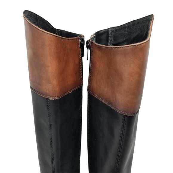 Aldo Leather Brown Black Block Riding Boots - Picture 11 of 14
